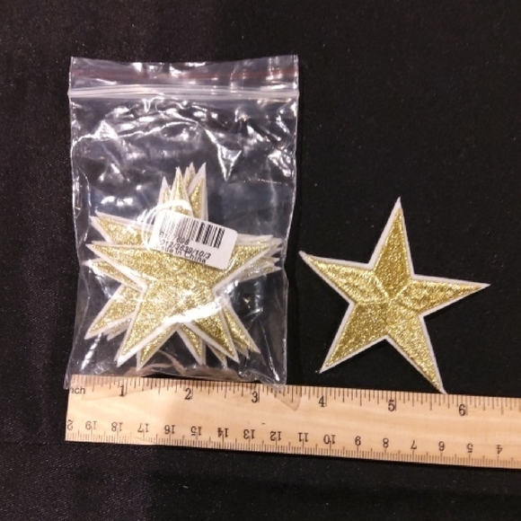 Gold Star Patch Iron On Set Of 10 - Picture 2 of 2
